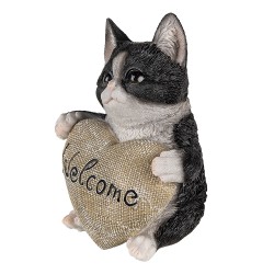 Clayre & Eef Statuetta Gatto  12x9x15 cm Nero Poliresina Welcome