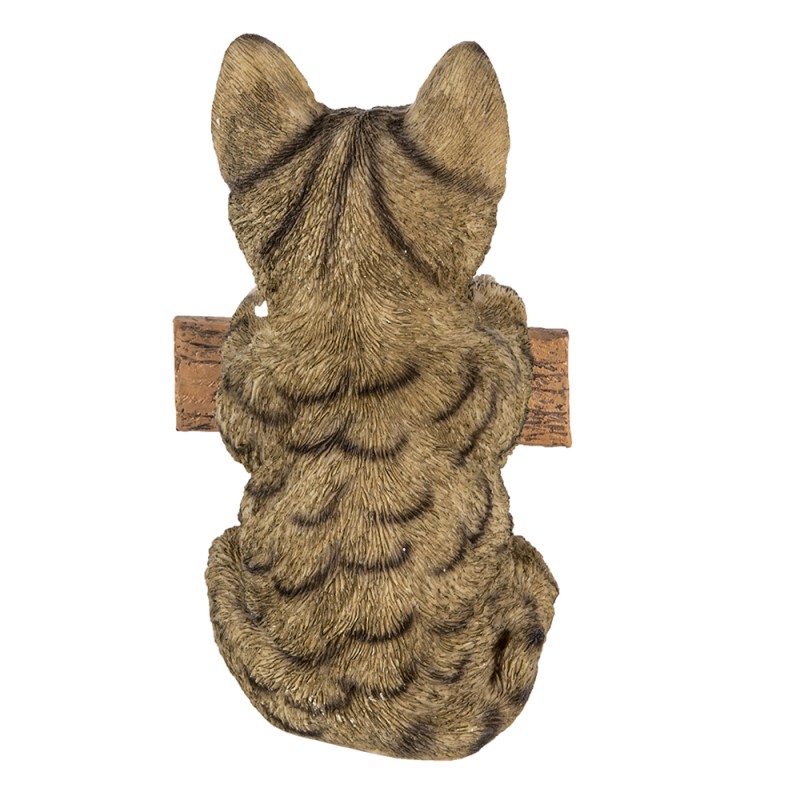 Clayre & Eef Figurine Cat 12x9x19 cm Brown Polyresin Welcome