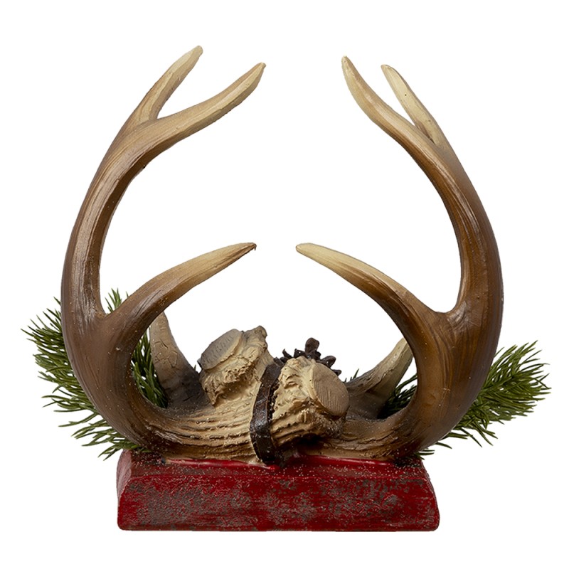 Clayre & Eef Crochet chaussette de Noël Bois de cerf 18x24x15 cm Rouge Marron Plastique