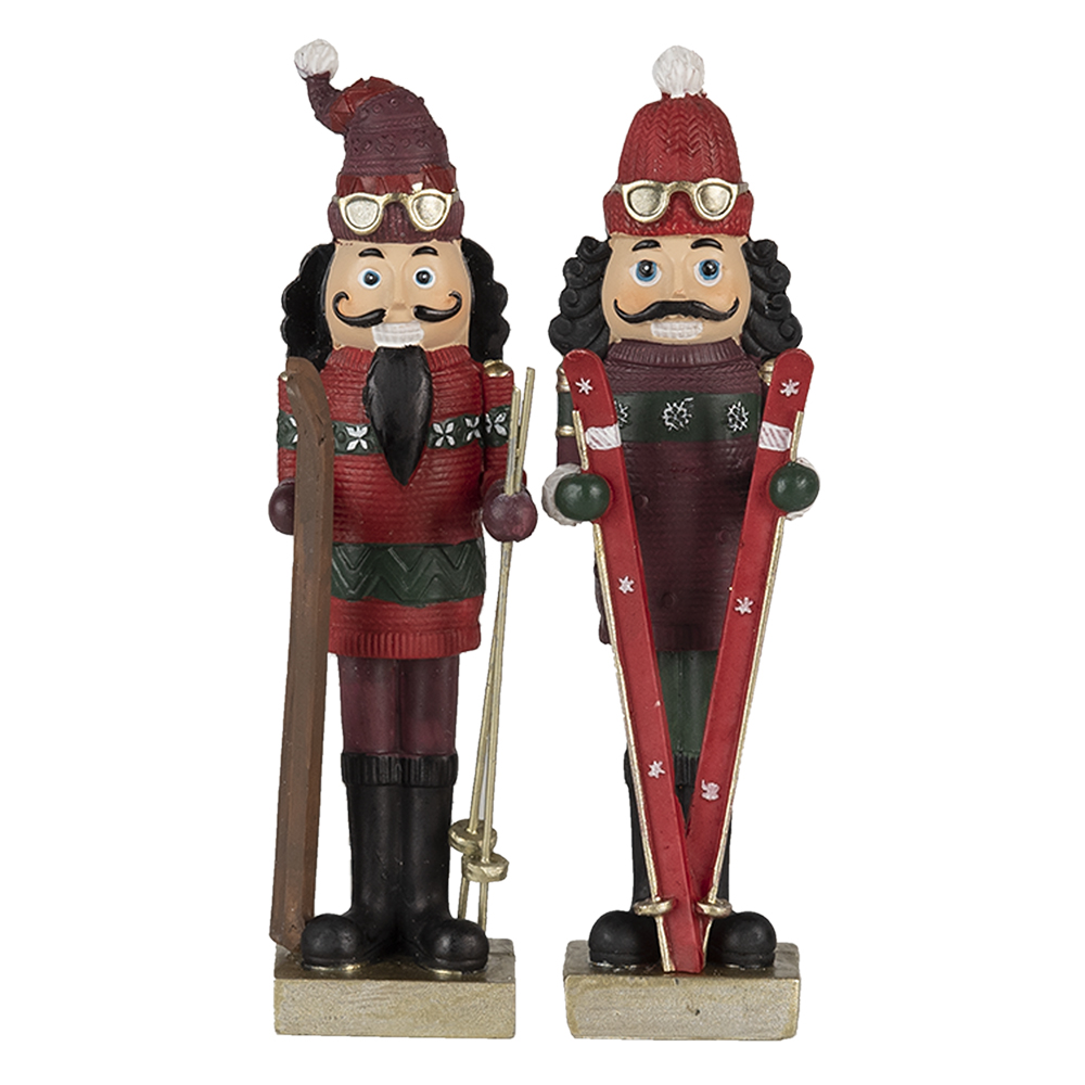 Clayre&Eef Beeld Notenkraker 17 cm Rood Groen Kunststof afbeelding