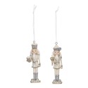 Clayre & Eef Christmas Ornament Nutcracker 10 cm Silver colored Plastic