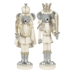 Clayre & Eef Statuetta Mouse 17 cm Beige Grigio Poliresina Mouse