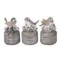 Clayre & Eef Figurine Bird  7x6x10 cm Grey Polyresin Merry Christmas