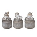 Clayre & Eef Figurine Bird  7x6x10 cm Grey Polyresin Merry Christmas