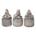 Clayre & Eef Figurine Bird  7x6x10 cm Grey Polyresin Merry Christmas