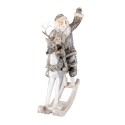 Clayre & Eef Figurine Père Noël 22 cm Gris Blanc Polyrésine