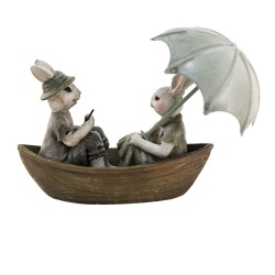 Clayre & Eef Figurine Rabbit 14x10x12 cm Green Brown Polyresin