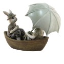 Clayre & Eef Figurine Lapin 14x10x12 cm Vert Marron Polyrésine