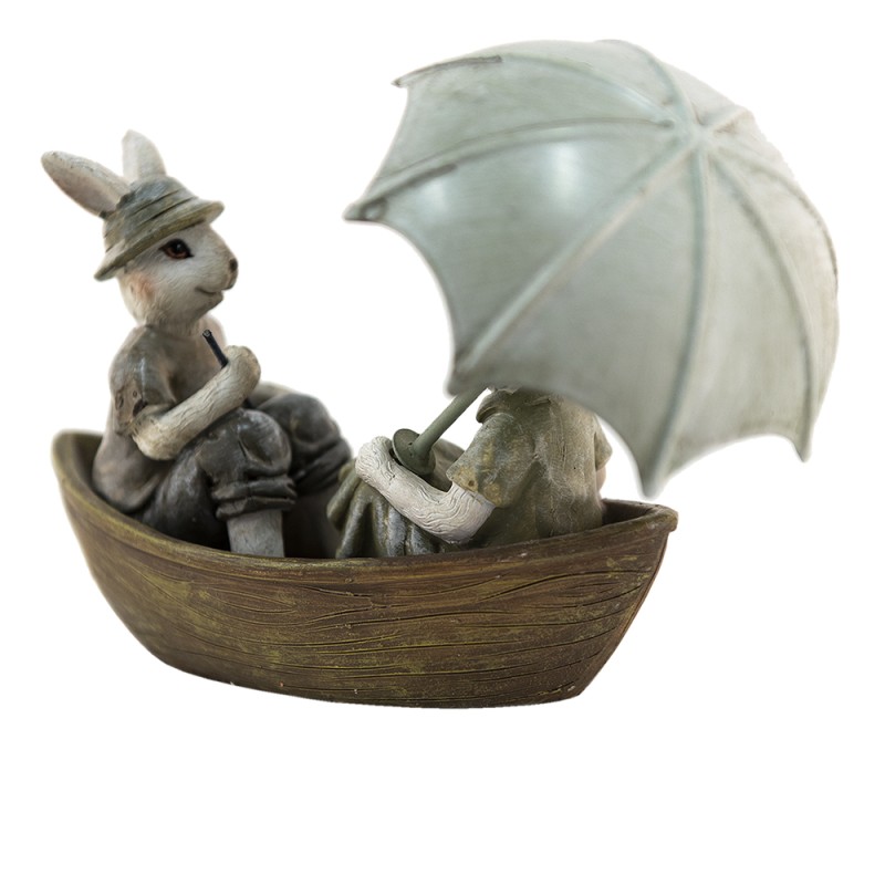 Clayre & Eef Figurine Lapin 14x10x12 cm Vert Marron Polyrésine