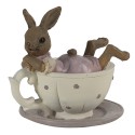 Clayre & Eef Statuetta Coniglio 10x8x9 cm Bianco Rosa  Poliresina