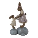 Clayre & Eef Figurine Lapin 10x6x17 cm Marron Rose Polyrésine
