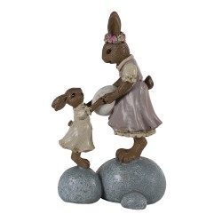 Clayre & Eef Statuetta Coniglio 10x6x17 cm Marrone Rosa  Poliresina