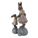 Clayre & Eef Figurine Lapin 10x6x17 cm Marron Rose Polyrésine