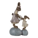 Clayre & Eef Figurine Lapin 10x6x17 cm Marron Rose Polyrésine