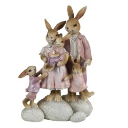 Clayre & Eef Figur Kaninchen 11x6x18 cm Rosa Beige Polyresin