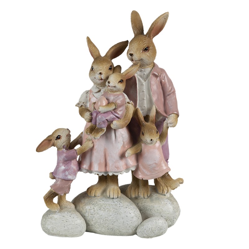 Clayre & Eef Figurine Lapin 11x6x18 cm Rose Beige Polyrésine