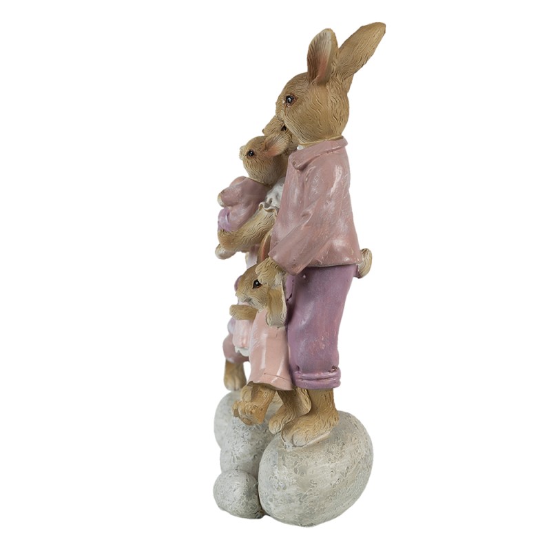 Clayre & Eef Figurine Lapin 11x6x18 cm Rose Beige Polyrésine