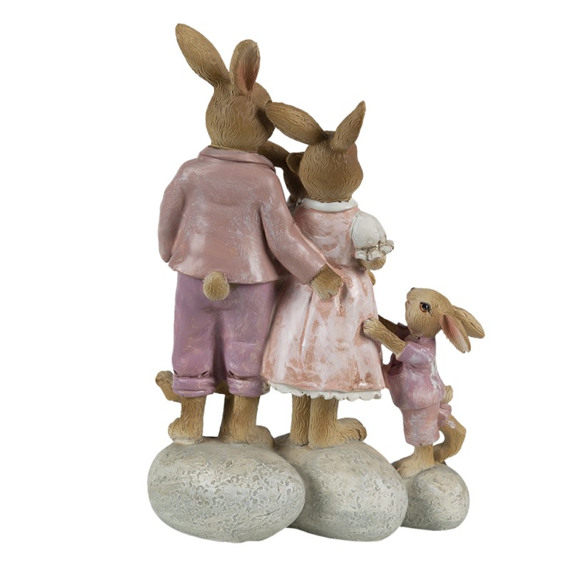 Clayre & Eef Figurine Lapin 11x6x18 cm Rose Beige Polyrésine