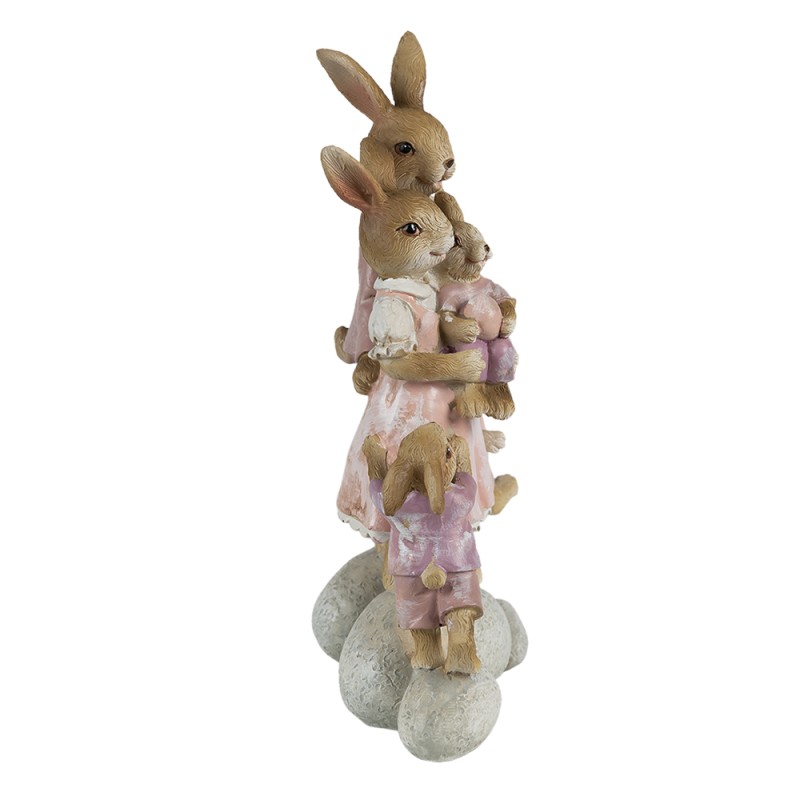 Clayre & Eef Figurine Lapin 11x6x18 cm Rose Beige Polyrésine