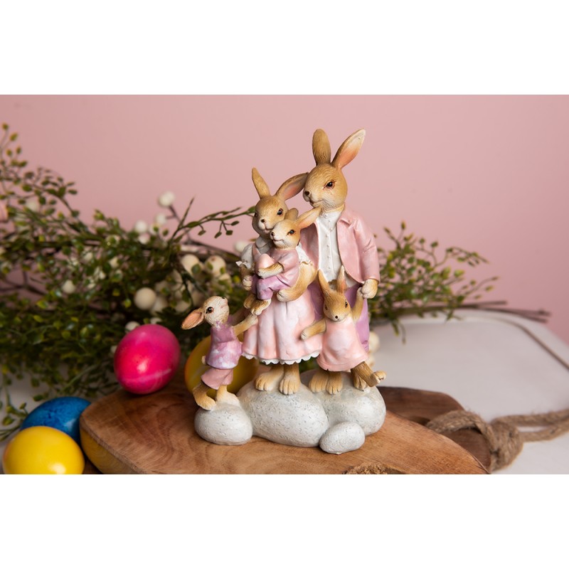 Clayre & Eef Figurine Lapin 11x6x18 cm Rose Beige Polyrésine