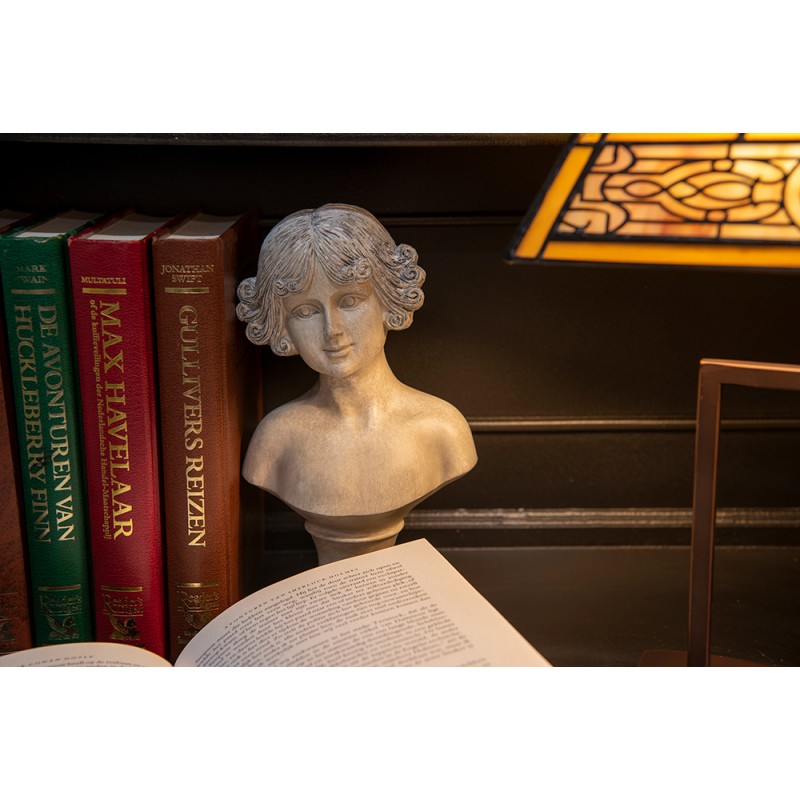 Clayre & Eef Beeld Buste 14x10x25 cm Beige Wit Polyresin