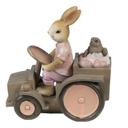Clayre & Eef Figurine Rabbit 13x7x12 cm Pink Beige Polyresin