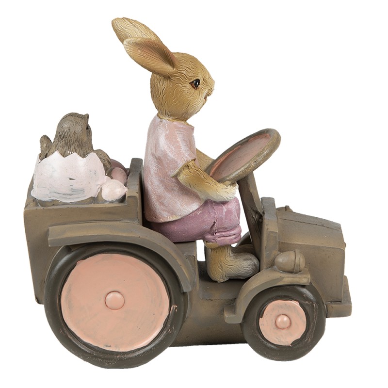 Clayre & Eef Figurine Lapin 13x7x12 cm Rose Beige Polyrésine