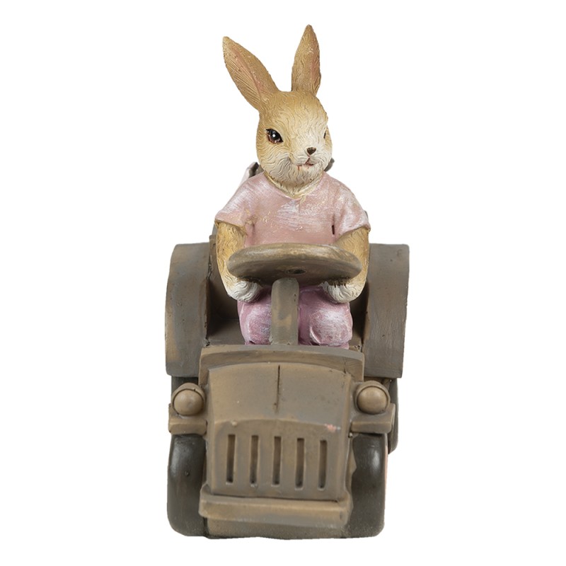 Clayre & Eef Figurine Lapin 13x7x12 cm Rose Beige Polyrésine