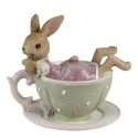 Clayre & Eef Figurine Lapin 10x8x9 cm Marron Vert Polyrésine