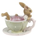 Clayre & Eef Figurine Lapin 10x8x9 cm Marron Vert Polyrésine