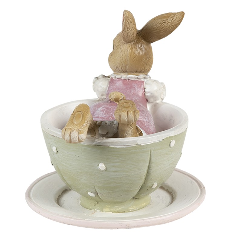 Clayre & Eef Figurine Lapin 10x8x9 cm Marron Vert Polyrésine