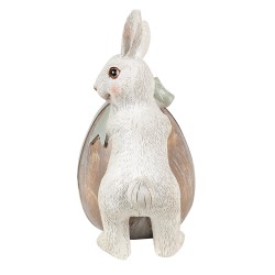 Clayre & Eef Figurine Lapin 8x5x11 cm Beige Gris Polyrésine