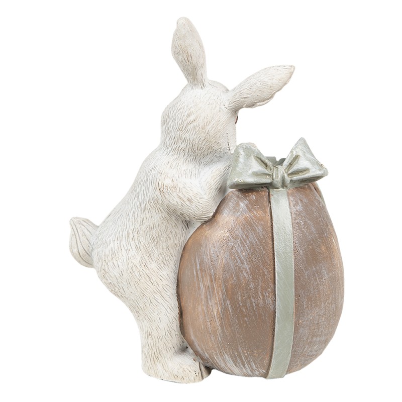 Clayre & Eef Figurine Lapin 8x5x11 cm Beige Gris Polyrésine