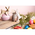 Clayre & Eef Figurine Lapin 8x5x11 cm Beige Gris Polyrésine