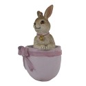 Clayre & Eef Pendant Rabbit 5x4x8 cm Pink Beige Plastic