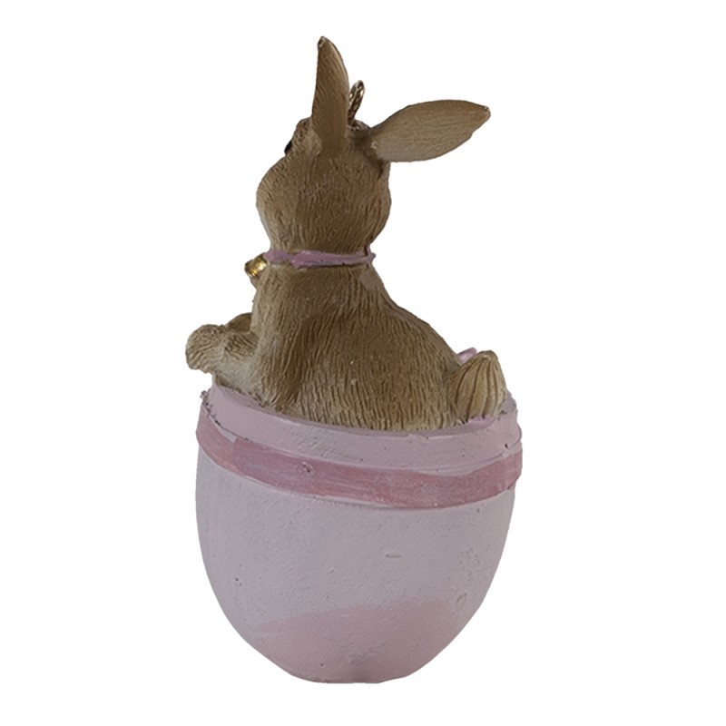 Clayre & Eef Pendant Rabbit 5x4x8 cm Pink Beige Plastic