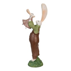 Clayre & Eef Figurine Rabbit 10x7x25 cm Brown Polyresin