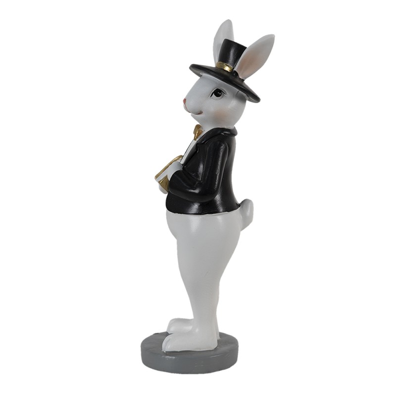 Clayre & Eef Figur Kaninchen 7x7x20 cm Schwarz Weiß Polyresin