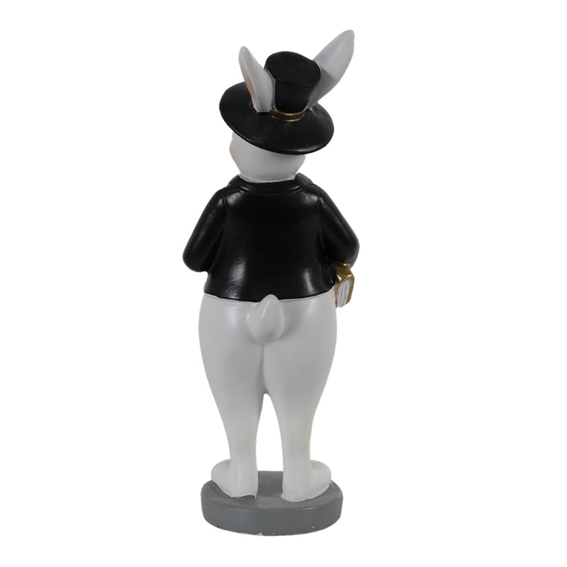 Clayre & Eef Figur Kaninchen 7x7x20 cm Schwarz Weiß Polyresin