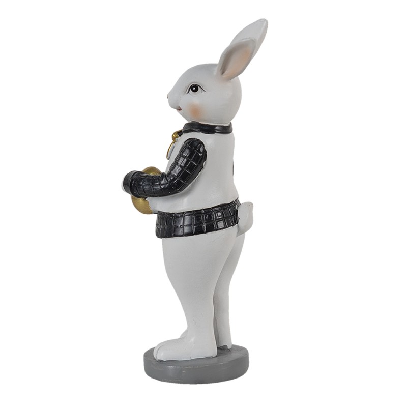 Clayre & Eef Statuetta Coniglio 5x5x15 cm Nero Bianco  Poliresina