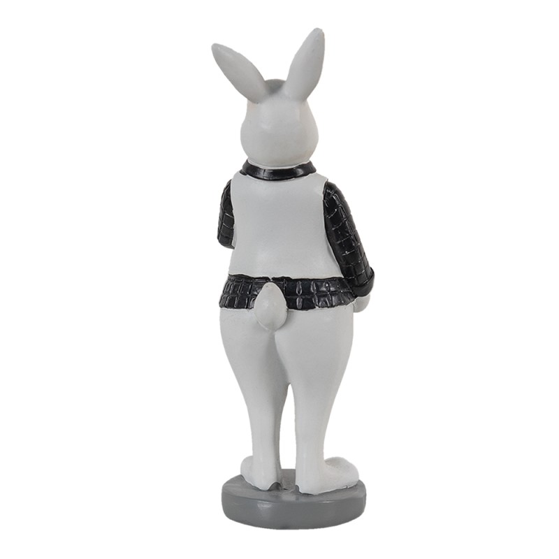 Clayre & Eef Statuetta Coniglio 5x5x15 cm Nero Bianco  Poliresina
