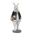 Clayre & Eef Figurine Lapin 5x5x15 cm Noir Blanc Polyrésine