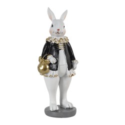 Clayre & Eef Statuetta Coniglio 5x5x15 cm Nero Bianco  Poliresina
