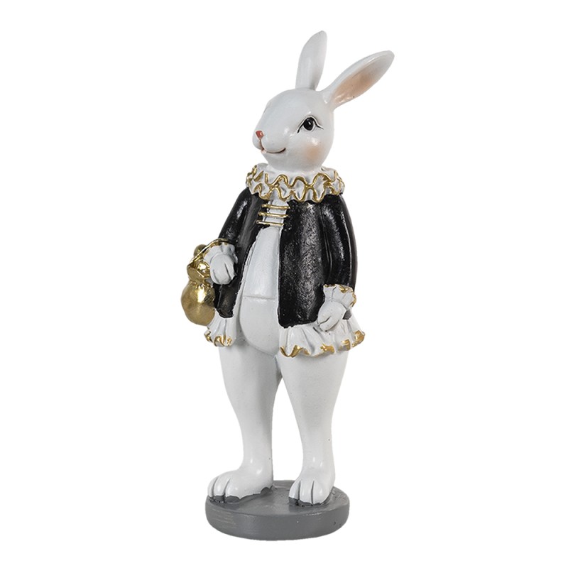 Clayre & Eef Figurine Lapin 5x5x15 cm Noir Blanc Polyrésine