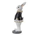 Clayre & Eef Figurine Lapin 5x5x15 cm Noir Blanc Polyrésine