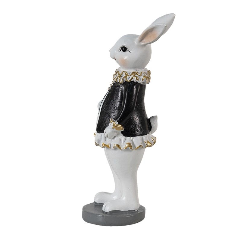 Clayre & Eef Figurine Lapin 5x5x15 cm Noir Blanc Polyrésine