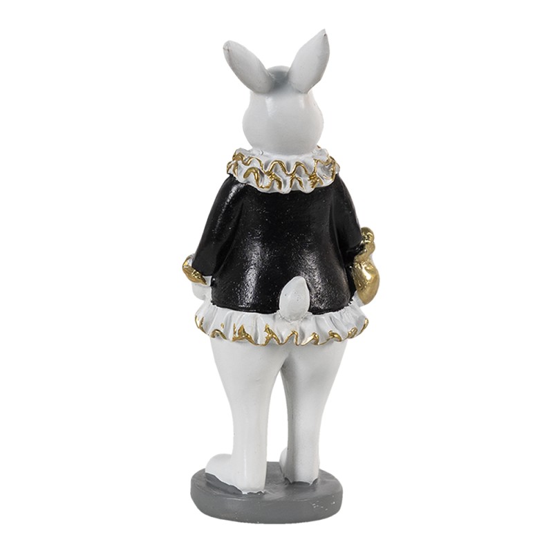 Clayre & Eef Figurine Lapin 5x5x15 cm Noir Blanc Polyrésine