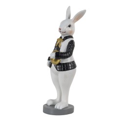 Clayre & Eef Figurine Rabbit 7x7x20 cm Black White Polyresin