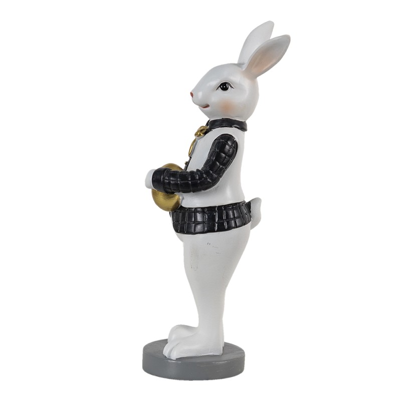 Clayre & Eef Figurine Lapin 7x7x20 cm Noir Blanc Polyrésine