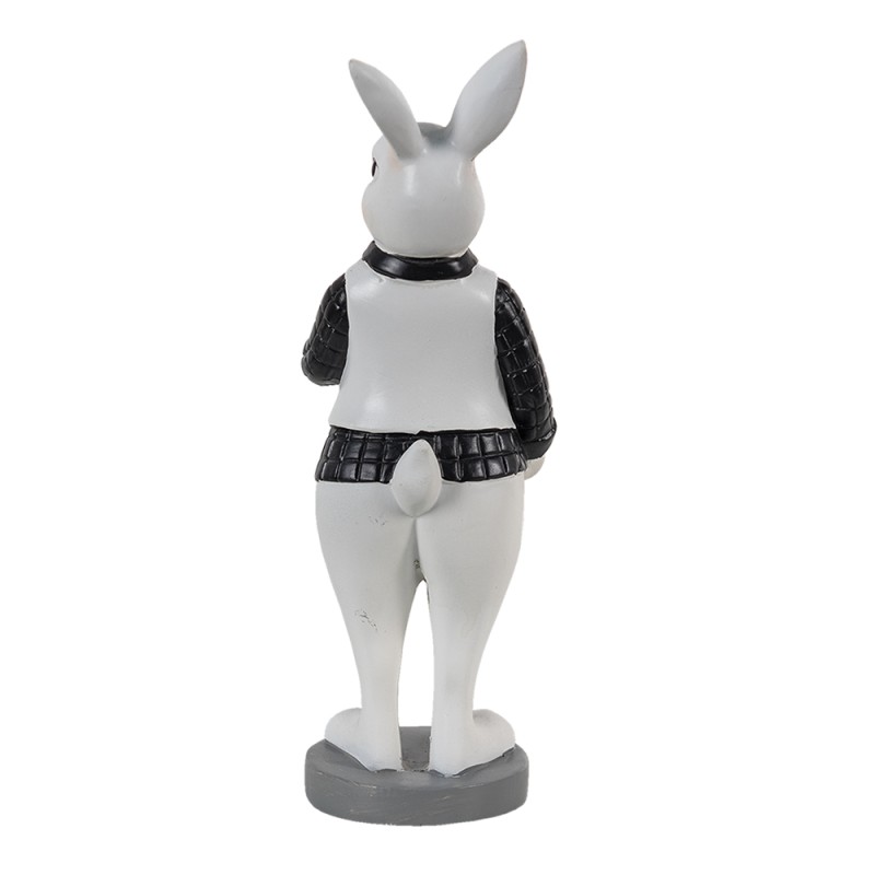 Clayre & Eef Figurine Lapin 7x7x20 cm Noir Blanc Polyrésine